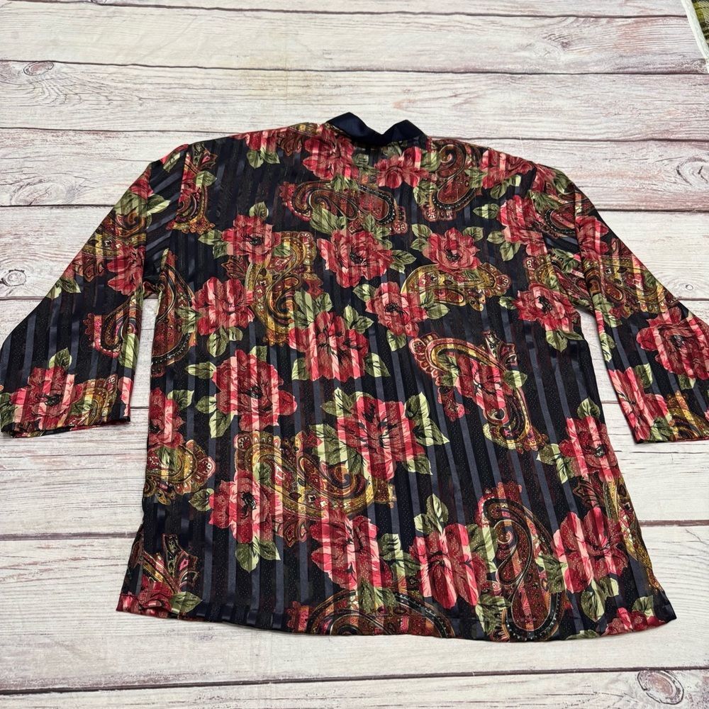 Victoria’s Secret Gold Label Vintage Pajama Set Satin Silky Red Navy Size Large - Picture 3 of 14